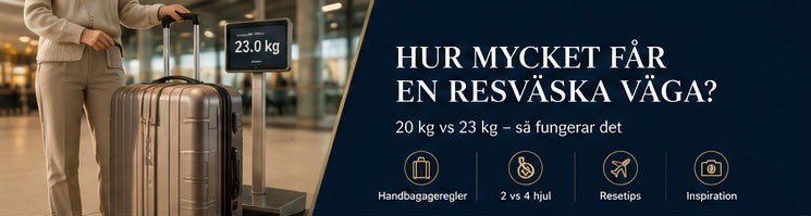 Resväska på bagagevåg inför incheckning på flygplats